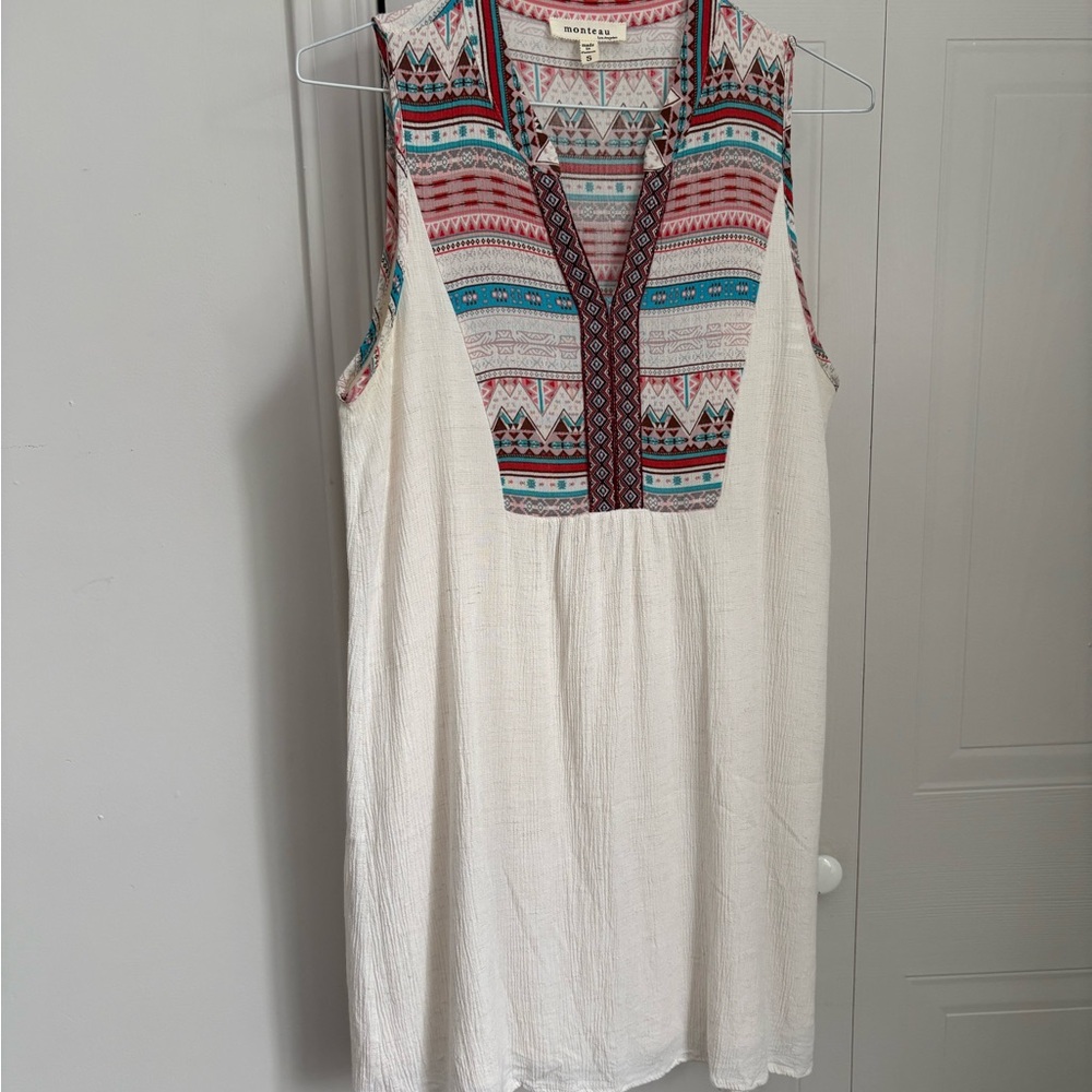 Monteau Sleeveless Dress with Tribal Accents